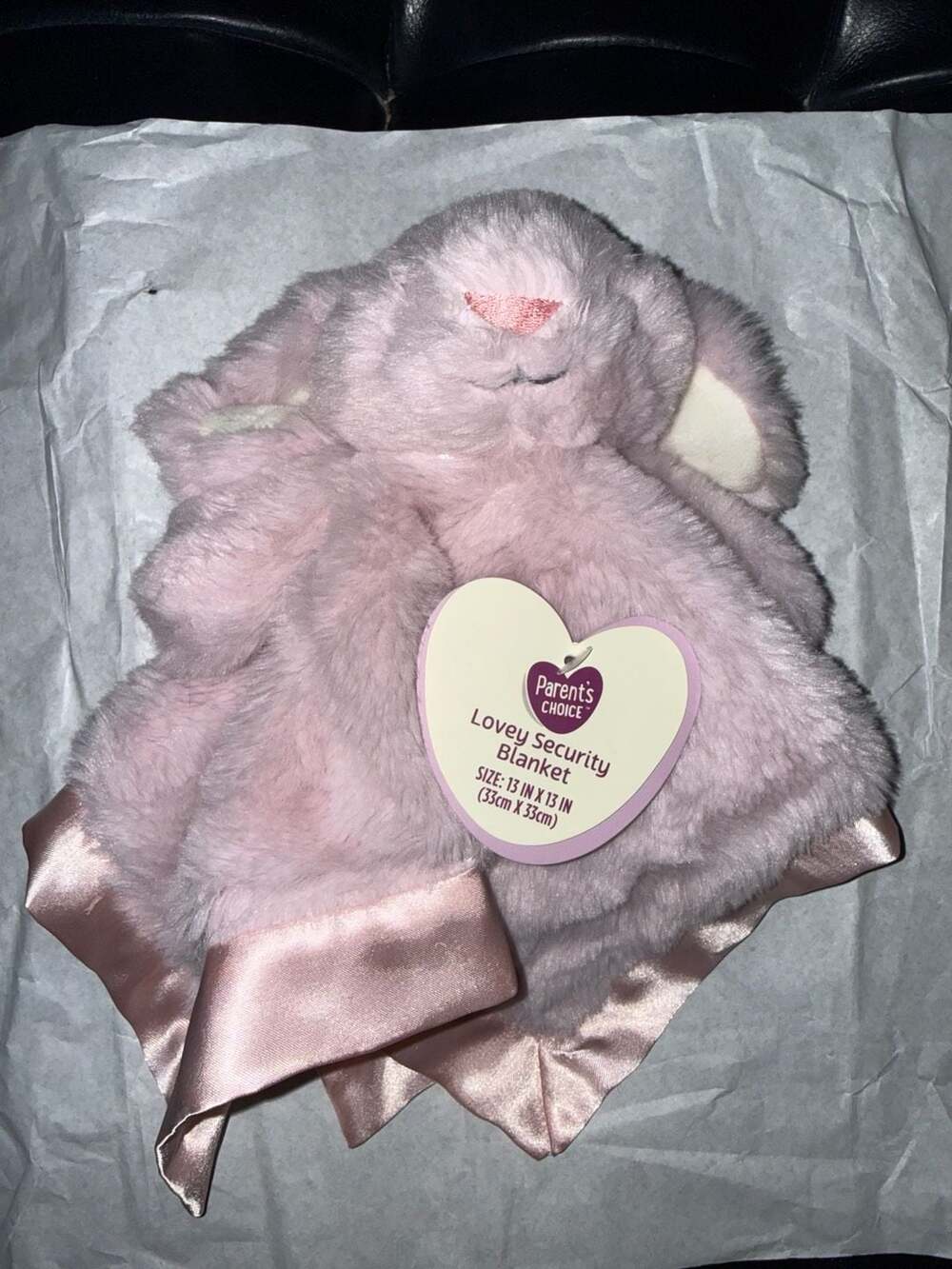 Parent's Choice Pink Bunny Lovey Security Blanket 13 in x 13 in